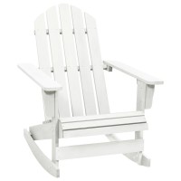 Vidaxl Adirondack Rocking Chair, Porch Rocker With High Back, Outdoor Patio Chair For Garden Lawn Yard Porch Backyard Deck, Wood White