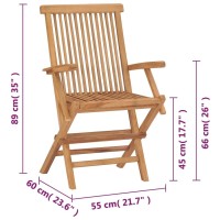 Vidaxl 2X Teak Patio Folding Chair Garden Outdoor Wooden Terrace Patio Balcony Seat
