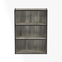 Furinno Pasir 3 Tier Open Shelf Bookcase, French Oak Grey, 11208GYW