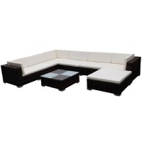 vidaXL 8 Piece Garden Lounge Set with Cushions Poly Rattan Brown 42089