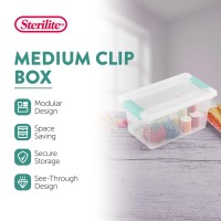 Sterilite Medium Clip Box Stackable Small Storage Bin With Latching Lid Plastic Container To Organize Office Crafts Clear Ba