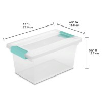 Sterilite Medium Clip Box Stackable Small Storage Bin With Latching Lid Plastic Container To Organize Office Crafts Clear Ba