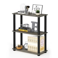 Furinno TurnSTube 3Tier Compact Multipurpose Shelf Display Rack with Square Tube French Oak GreyBlack