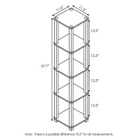 Furinno TurnSTube 5Tier Corner Square Rack Display Shelf with Square Tube BeechWhite 18026BEWH