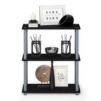 Furinno Turnstube 3Tier Compact Multipurpose Shelf Display Rack With Square Tube Blackgrey