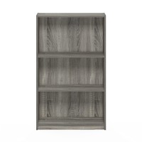 FURINNO JAYA Simple Home 3-Tier Adjustable Shelf Bookcase, French Oak Grey