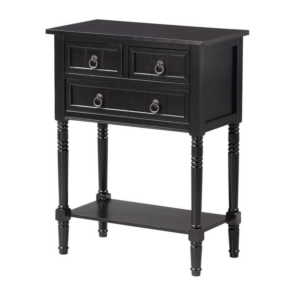 Convenience Concepts Kendra 3 Drawer Hall Table With Shelf Black