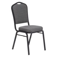 Nps 9300 Series Deluxe Fabric Upholstered Stack Chair, Natural Greystone Seat/Black Sandtex Frame