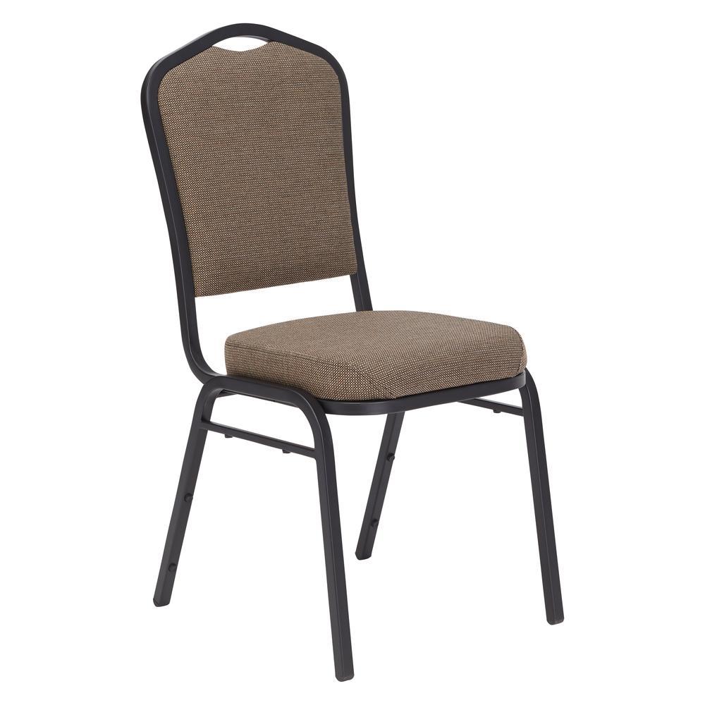 Nps 9300 Series Deluxe Fabric Upholstered Stack Chair, Natural Taupe Seat/Black Sandtex Frame