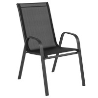 Flash Furniture Brazos Series Black Outdoor Stack Chair With Flex Comfort Material And Metal Frame