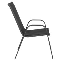 Flash Furniture Brazos Series Black Outdoor Stack Chair With Flex Comfort Material And Metal Frame