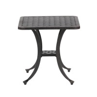 Square Cast Aluminum Outdoor Sideend Table Dark Lava Bronze(D0102H7C6T6)