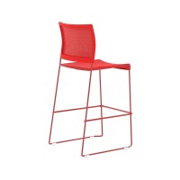 Safco Products 4273Rm Currant Bistro-Height Chair, Set Of 2, Mesh Back, Plastic Seat, Red Frame Red