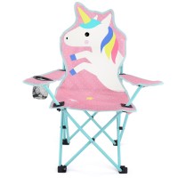 Kaboer Unicorn Folding Chair With Cup Holder And Carrying Bag For Kids Children'S Camping Outdoor Lawn Beach Travel