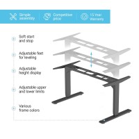 Progressive Automations Electric Standing Desk Frame Dual Motor. Adjustable Height And Width, 3 Stages Legs For Sit Stand Home Office Desks Suites Tops From 48