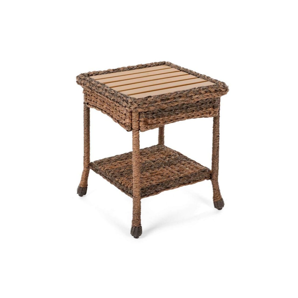 W Unlimited Outdoor Faux Sea Grass Garden Patio Furniture End Table Brown