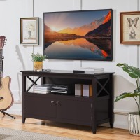 Yaheetech Wooden Tv Stand For Tvs Up To 50 Inch, Media Entertainment Center Table, Tv Cabinet Table With Storage Open Shelf & 2 Doors For Living Room, Espresso