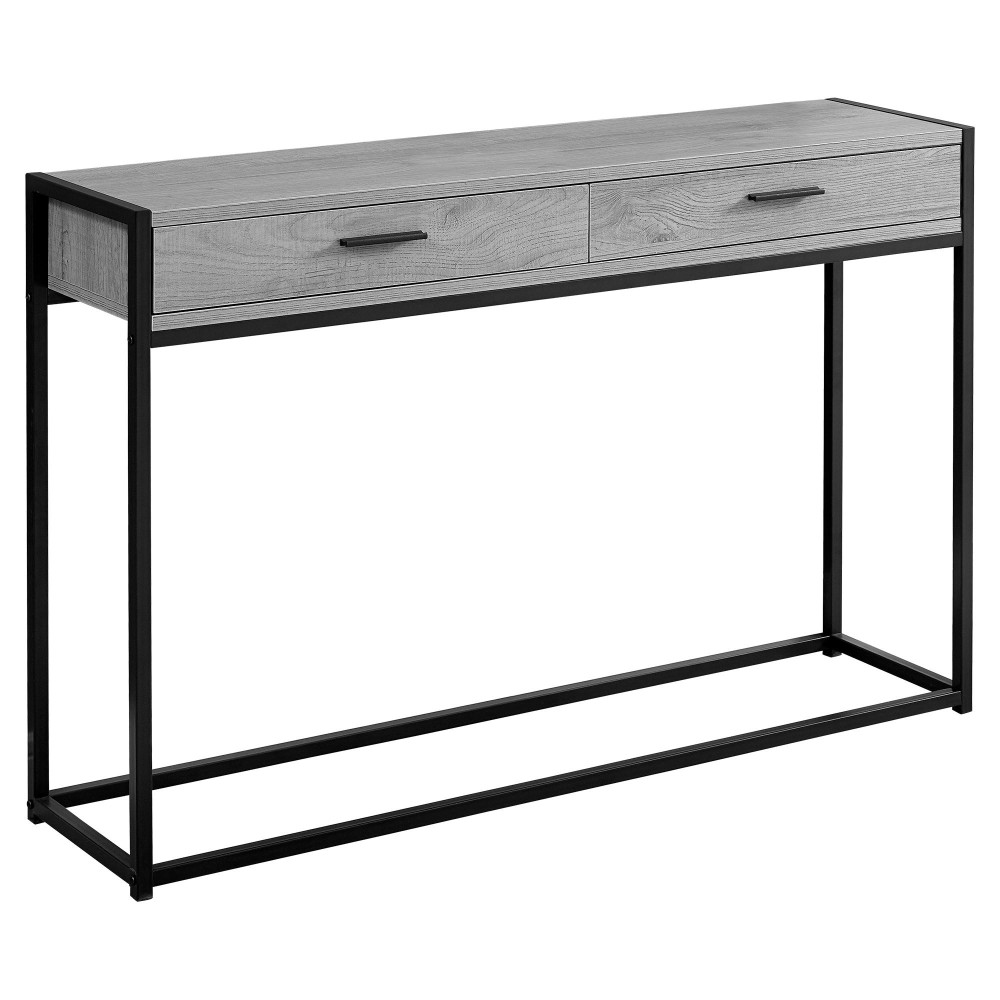 Accent Table Console Entryway Narrow Sofa Storage Drawer Living Room Bedroom Metal Laminate Grey Black Contemporary