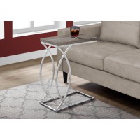 Accent Table Cshaped End Side Snack Living Room Bedroom Metal Laminate Brown Chrome Contemporary Modern