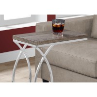 Accent Table Cshaped End Side Snack Living Room Bedroom Metal Laminate Brown Chrome Contemporary Modern