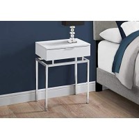 Monarch Specialties 24 H Modern Accent End Table With Storage Drawer - White