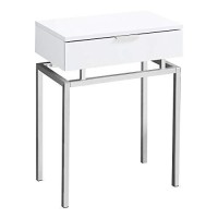 Monarch Specialties 24 H Modern Accent End Table With Storage Drawer - White