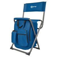 Portal Backpack Cooler Chair Fishing Chairs With Backrest Folding Camping Stool Compact For Outdoors Hiking Hunting Travel, Supports 225 Lbs Capacity