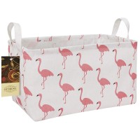 Hunrung Rectangle Storage Basket Cute Canvas Organizer Bin For Pet/Children Toys, Books, Clothes Perfect For Rooms/Playroom(Rectangle Flamingo)