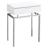 SIDE ACCENT TABLE 24H GLOSSY WHITE CHROME METAL