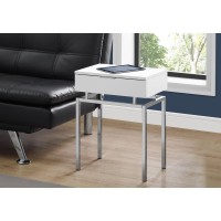 SIDE ACCENT TABLE 24H GLOSSY WHITE CHROME METAL