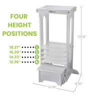 Little Partners Learning Tower Toddler Tower - Explore 'N Store Kitchen Tower For Toddlers - Standing Tower Stool For Ages 2 To 6 (Soft White)