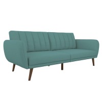 Novogratz Brittany 82 Inch Futon Sofa Bed Upholstered Couch Sleeper With Tufted Back Midcentury Modern Teal