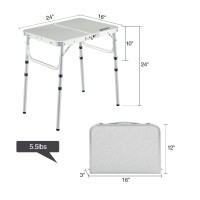 Redcamp Small Camping Table 2 Foot, Portable Aluminum Folding Table Adjustable Height Lightweight For Picnic Beach Outdoor Indoor, White 24 X 16 Inch (3 Heights)