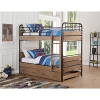 Acme Adams Twin Over Twin Bunk Bed with Trundle in Antique Oak