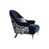 Acme Jaborosa Velvet Upholstered Accent Chair In Blue