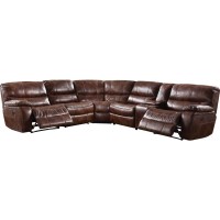 Acme Brax 6 Piece Faux Leather Reclining Sectional Set In Brown