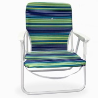 Caribbean Joe Folding Beach Chair, 1 Position Lightweight And Portable Foldable Outdoor Camping Chair With Carry Strap, Blue And Lime Stripe