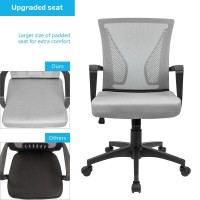 Furmax Office Chair Mid Back Swivel Lumbar Support Desk Chair Computer Ergonomic Mesh Chair With Armrest Gray