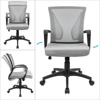 Furmax Office Chair Mid Back Swivel Lumbar Support Desk Chair Computer Ergonomic Mesh Chair With Armrest Gray