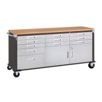 Seville Classics Ultrahd Heavy Duty Rolling Cabinet Workbench Table Wsolid Wood Top Workstation For Garage Warehouse Office