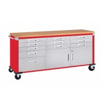 Seville Classics Ultrahd Heavy Duty Rolling Cabinet Workbench Table Wsolid Wood Top Workstation For Garage Warehouse Office