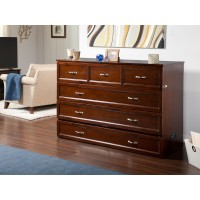 Deerfield Murphy Bed Chest Queen Antique Walnut with Charging Station
