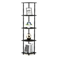 Furinno TurnNTube Corner Display Rack Multipurpose Shelving Unit 5Tier EspressoBlack Classic