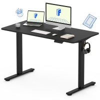 Flexispot En1 Whole Piece Standing Desk 48 X 30 Inches Height Adjustable Electric Sit Stand Home Office Desks Black Frame Bla