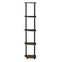 Furinno TurnNTube 5 Tier Corner Display Rack Multipurpose Shelving Unit 1Pack Columbia WalnutBlack