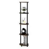 Furinno TurnNTube 5 Tier Corner Display Rack Multipurpose Shelving Unit 1Pack Columbia WalnutBlack