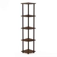 Furinno TurnNTube 5 Tier Corner Display Rack Multipurpose Shelving Unit 1Pack WalnutBrown