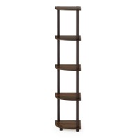 Furinno TurnNTube 5 Tier Corner Display Rack Multipurpose Shelving Unit 1Pack WalnutBrown