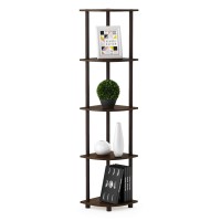 Furinno TurnNTube 5 Tier Corner Display Rack Multipurpose Shelving Unit 1Pack WalnutBrown