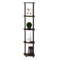 Furinno TurnNTube 5 Tier Corner Display Rack Multipurpose Shelving Unit 1Pack WalnutBrown